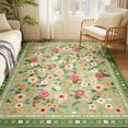 thumbnail image 1 of Area Rugs for Living Room Vacuum-Friendly Machine Washable Area Rug Flower Floral Printed Pattern Low Pile Non-Slip Carpet for Bedroom Hallway Entryway, Light Green 5x7ft, 1 of 6