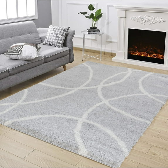 Area Rugs Loft Shag GC_CZY1002 Grey 5 ft. 3 in. x 7 ft. Shaggy Area Rug ...