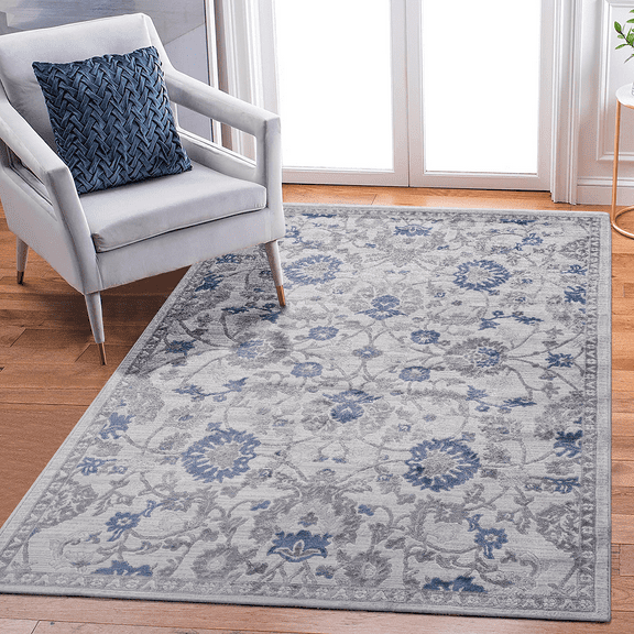 Area Rugs MARFI Collection 5X7 Blue / Silver / Oriental Area Rug,Runner Rugs