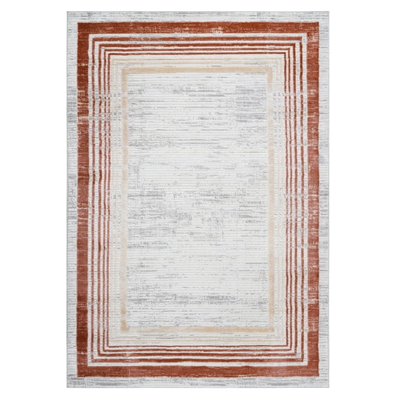 Area Rugs MARFI Collection 5X7 Brown / Ivory / Bordered Area Rug,Runner Rugs