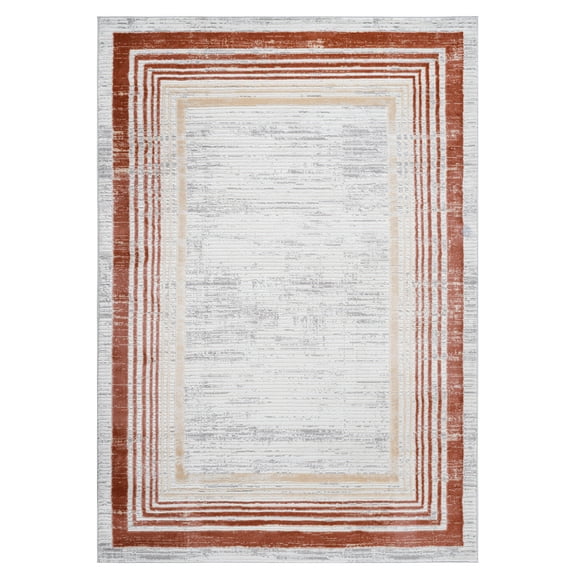Area Rugs MARFI Collection 6X9 Brown / Ivory / Bordered Area Rug,Runner Rugs