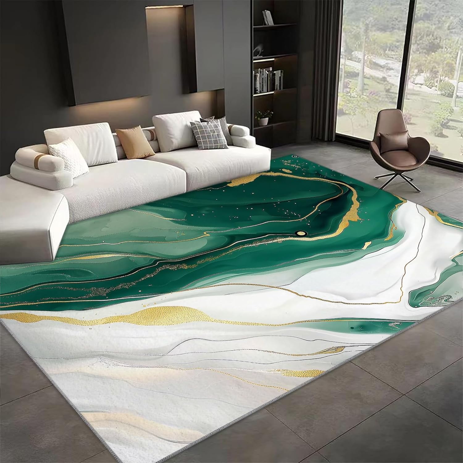 Area Rugs, Marble Abstract Fluid Rug Home Modern Carpet, Emerald Green ...