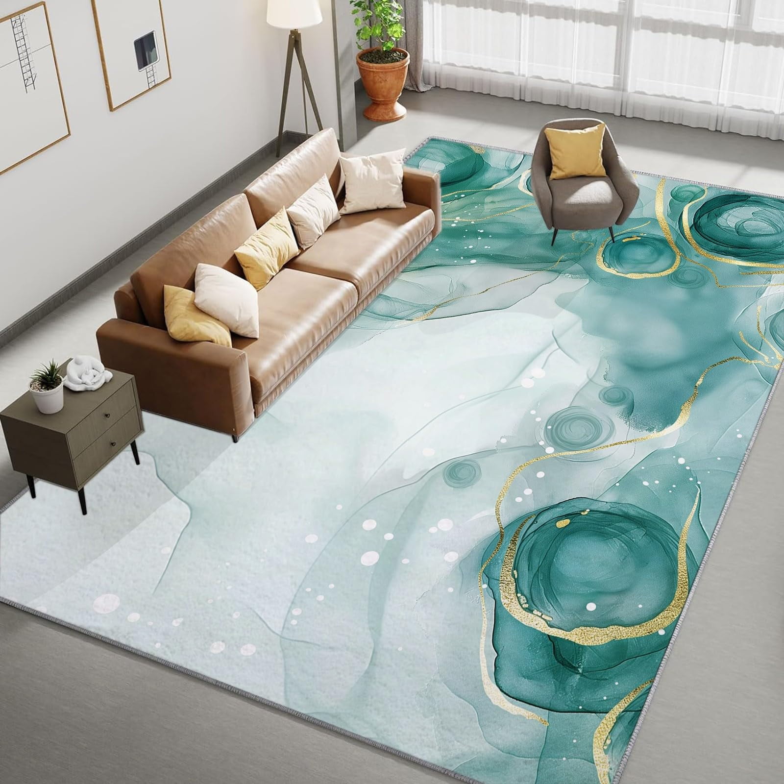 Area Rugs, Marble Swirl Watercolor Rug Home Modern Carpet, Abstract