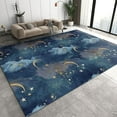 thumbnail image 1 of Area Rugs Modern Clouds Stars Moon Nursery Rug, Cute Warm Blue Background Modern Rug Soft Washable For Under Bed Office Bedroom Kids Room 4' x 5', 1 of 6