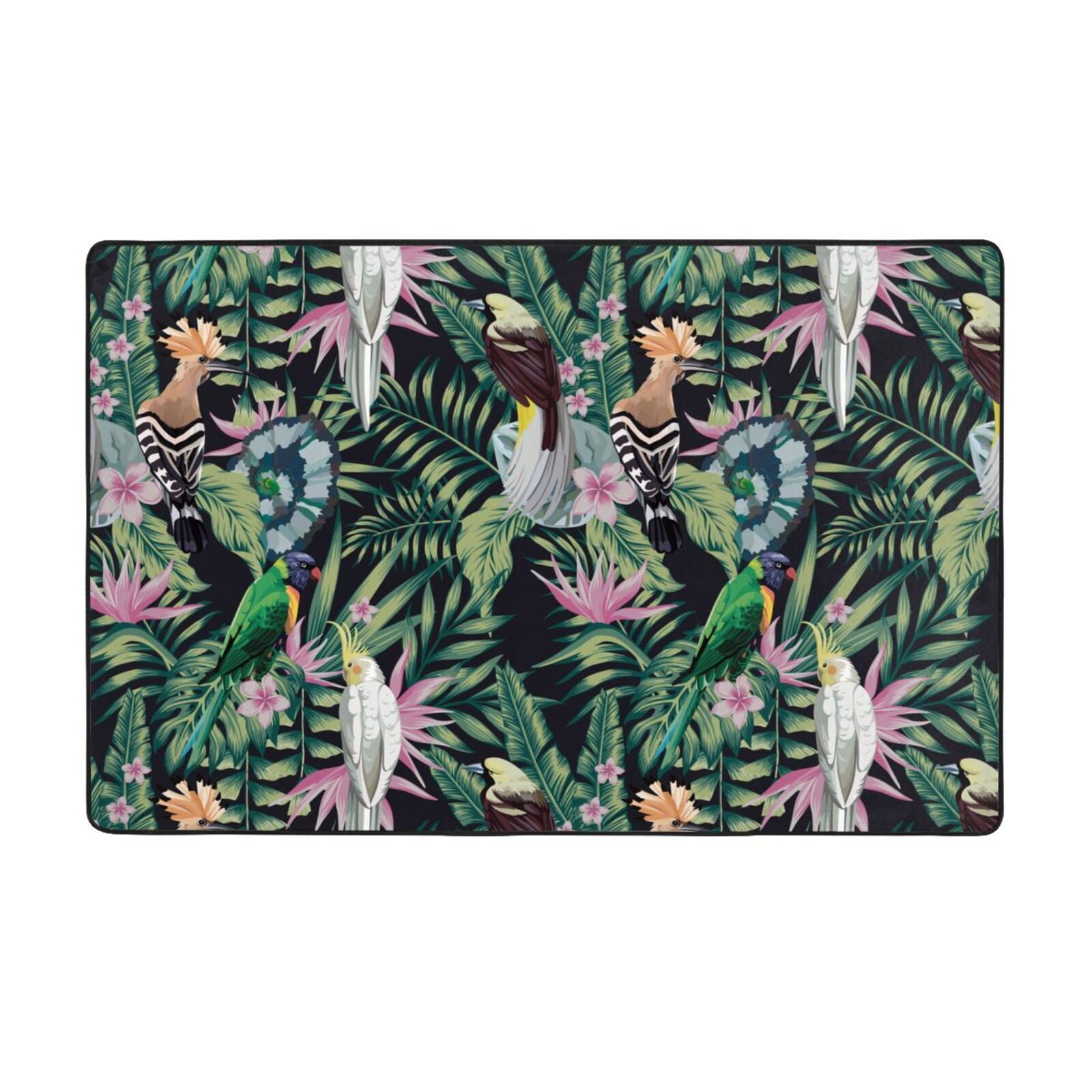 Area Rugs, Modern Cute Parrot Plant Washable Large Rugs for Living Room