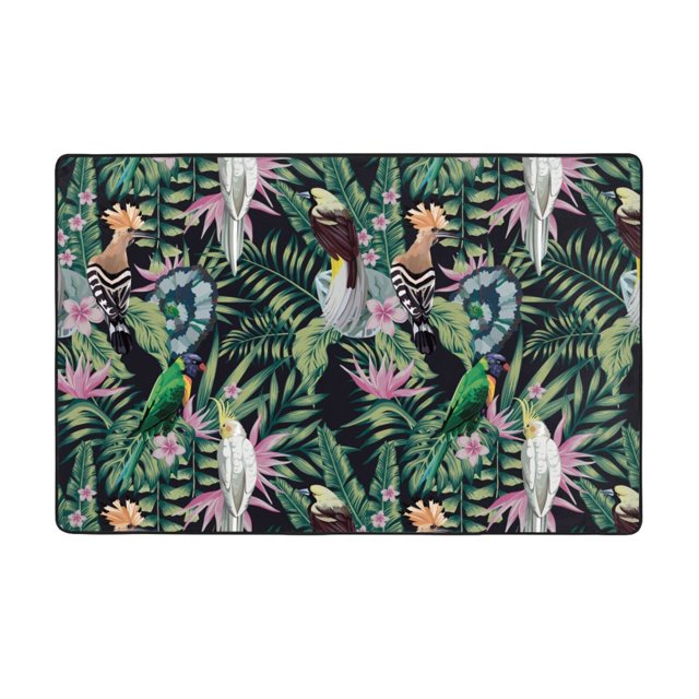 Area Rugs, Modern Cute Parrot Plant Washable Large Rugs for Living Room