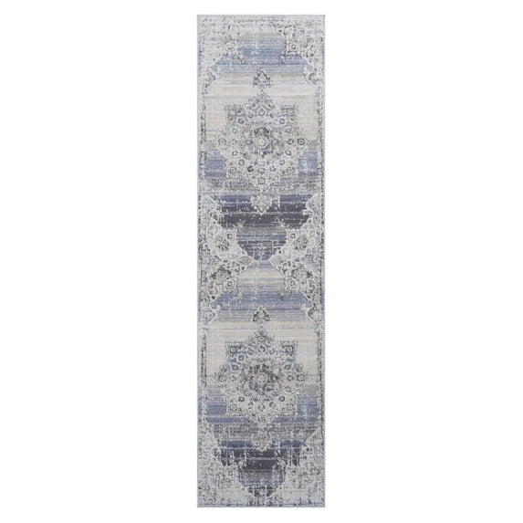 Area Rugs PAYAS Collection 2X8 Cream / Blue / Medallion Runner Rug,Runner Rugs