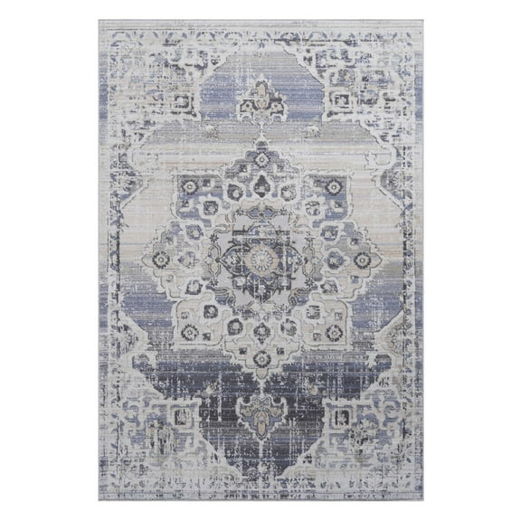 Area Rugs PAYAS Collection 8X10 Cream / Blue / Medallion Area Rug,Runner Rugs