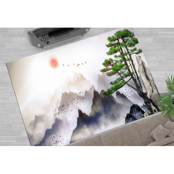 Area Rugs, Personalizeds Rugs, Japanese View Rug, Mountain View Rug, View Rug, Luxury Rugs, Mountain Landscape Rugs, Gift Rugs, Home Decor, 2.6'x6.5' - 80x200 cm