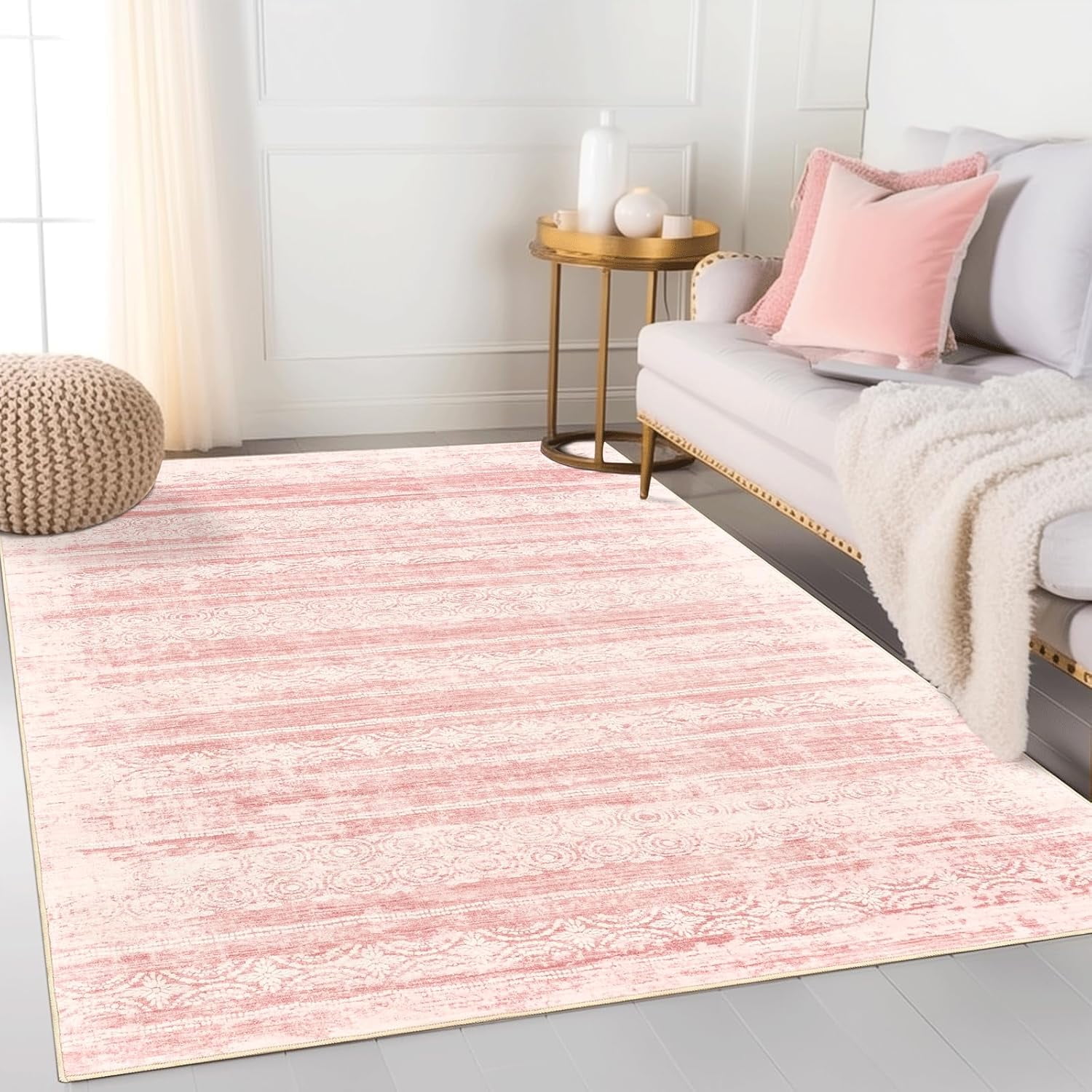 Area Rugs, Pink Large Area Rugs For Girls Bedroom, Non-Slip Soft Room ...