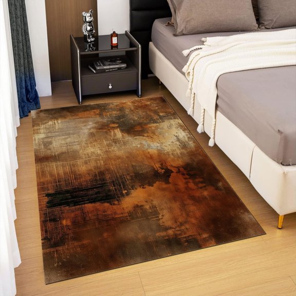 Area Rugs Retro Rust Texture Printed Rugs Living Room Non-Slip Short Pile Rug, Rock Aesthetics Soft Rectangle Rugs For Bedroom Home Decor Carpet Machine Washable Rug