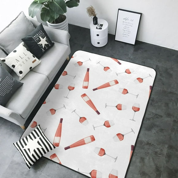 Area Rugs, Simple Wine Glasses Wine Bottle Washable Large Rugs for Living Room Bedroom Dining Room, Non-Slip Soft Fuzzy Indoor Rug Carpet Floor Mats for Entryway Premium Home Decor 80x58in