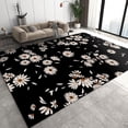 thumbnail image 1 of Area Rugs Of Small White Chrysanthemums, Black Background Rug, Washable Rug Pattern Clear Comfortable Feet Apply To Entryway Hallway Bedroom Living Room 2x3ft, 1 of 6