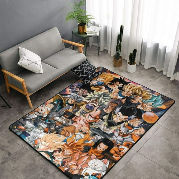 Area Rugs Soft Non-Slip Dragon Ball Floor Mats Goku Carpets Doormat for Living Room Bedroom Decor 60"x39"
