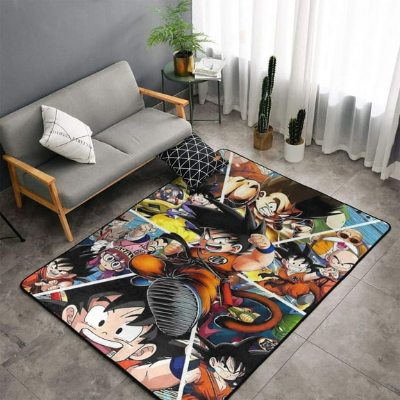 Area Rugs Soft Non-Slip Dragon Ball Floor Mats Goku Carpets Doormat for Living Room Bedroom Decor 60"x39"