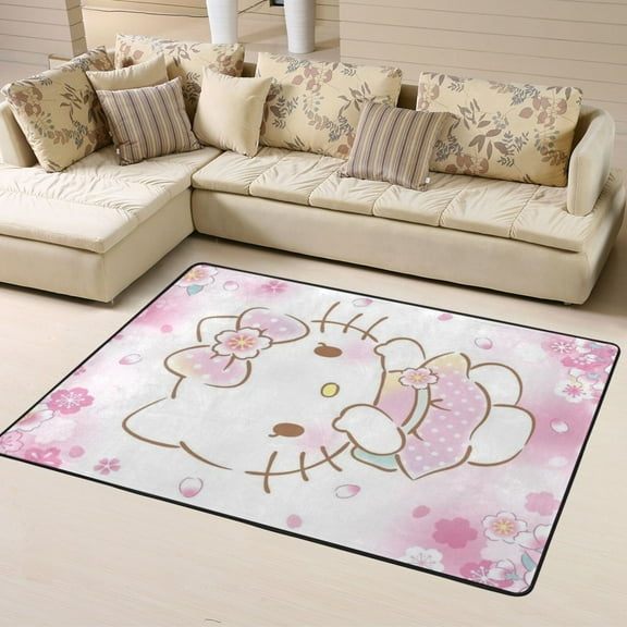 Area Rugs Soft Non-Slip Floor Mats Hello Kitty Carpets Doormat for Living Room Bedroom Decor 63"x48"