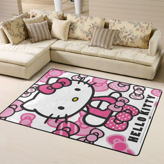 Area Rugs Soft Non-Slip Floor Mats Hello Kitty Carpets Doormat for Living Room Bedroom Decor 63"x48"