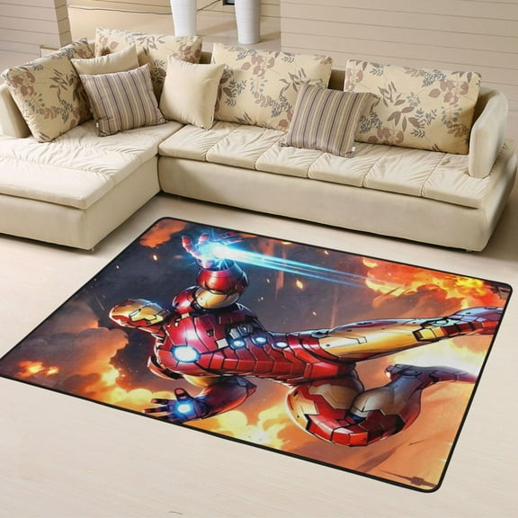 Area Rugs Soft Non-Slip Floor Mats Iron Man Carpets Doormat for Living Room Bedroom Decor 63"x48"