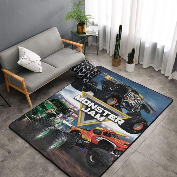 Area Rugs Soft Non-Slip Floor Mats Monster Truck Jam Carpets Doormat for Living Room Bedroom Decor 60"x39"