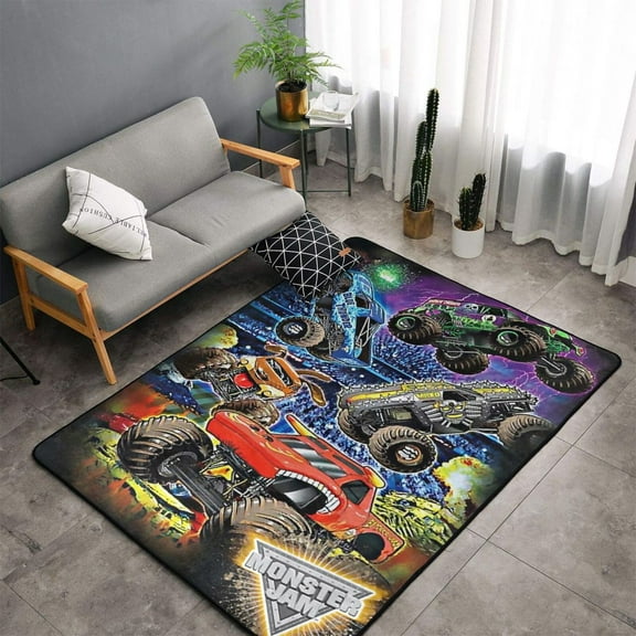 Area Rugs Soft Non-Slip Floor Mats Monster Truck Jam Carpets Doormat for Living Room Bedroom Decor 60"x39"