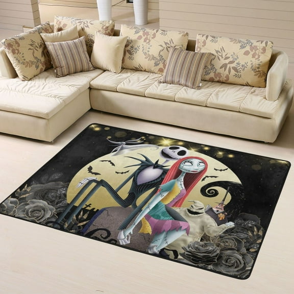 Area Rugs Soft Non-Slip Floor Mats The Nightmare Before Christmas Carpets Doormat for Living Room Bedroom Decor 63"x48"