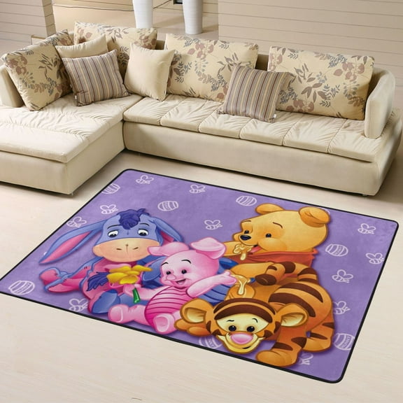 Area Rugs Soft Non-Slip Floor Mats Winnie The Pooh Carpets Doormat for Living Room Bedroom Decor 63"x48"