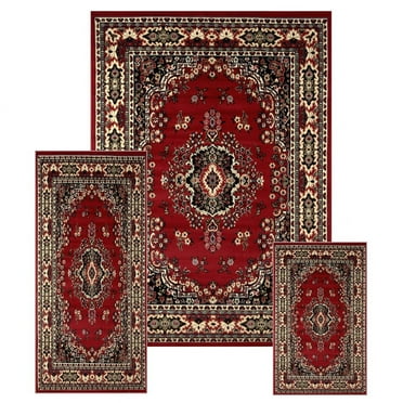 Area Rugs Traditional Persian Oriental Area Rug, 4' 11" x 6' 11", 100% Polypropylene Pile, (3 Count)