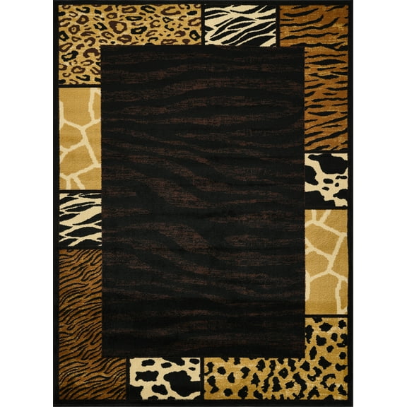 Area Rugs Tribes GC_YLS4013 Black 5 ft. 3 in. x 7 ft. 3 in. Animal Print Area Rug,Throw Rugs