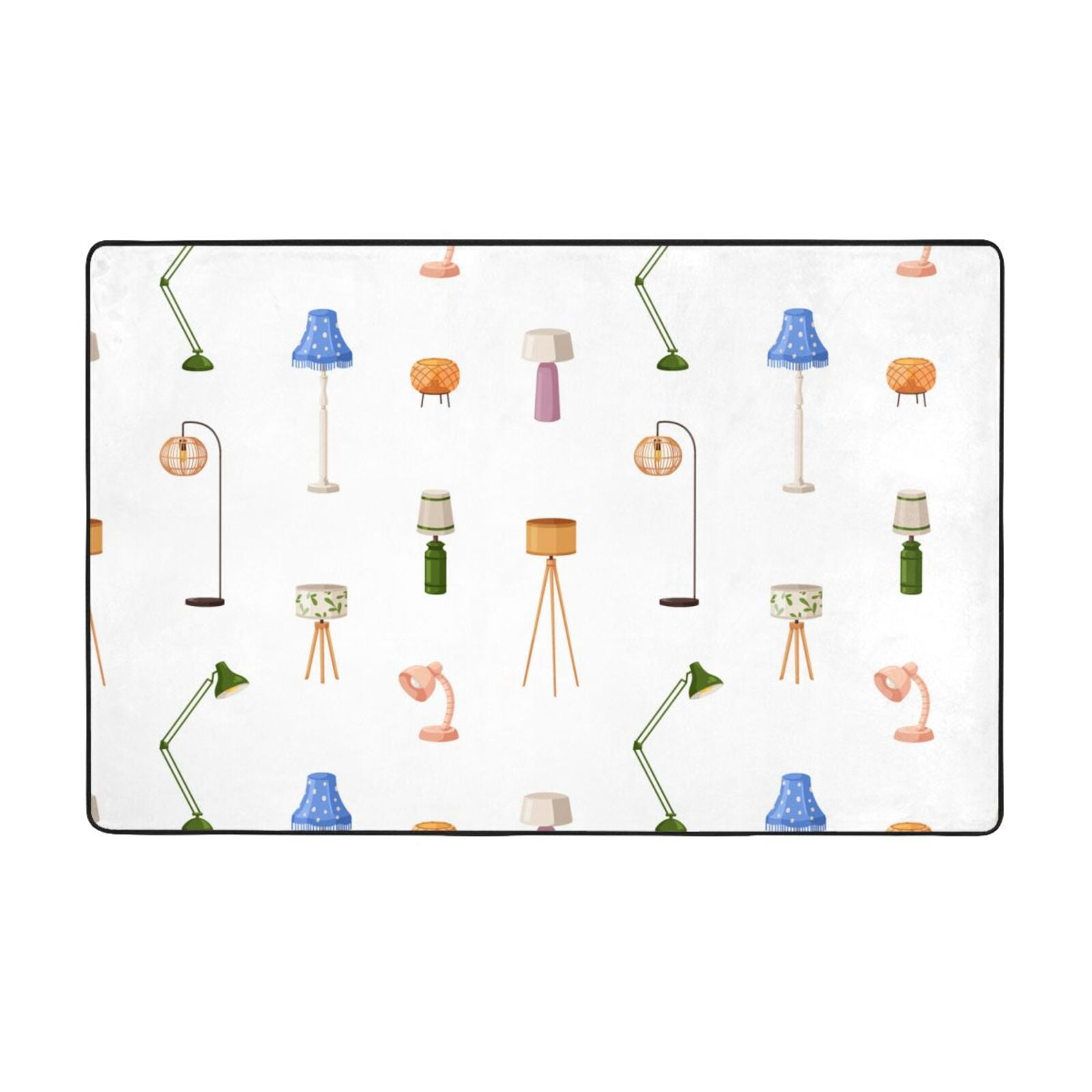 Area Rugs, Urban Light Bulb Pattern Washable Large Rugs for Living Room