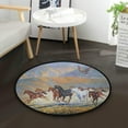 thumbnail image 1 of Area Rugs Vintage Oil Painting Running Herd Of Horses Soft Round Rugs for Living Room Non Slip Circle Floor Mat Carpets for Bedroom Kids Rooms Children Playroom Baby Crawling Mat, 3 Feet, 1 of 5
