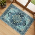 thumbnail image 1 of Area Rugs Washable Non-Slip, Floral Vintage Distress Print Pattern Medallion Carpet for Living Room Bedroom Dining Room, Teal Green Lake Blue Turquoise, 1 of 8