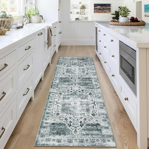 Area Rugs,Washable Non-Slip Rug,Floral Vintage Print Pattern Carpet with Rubber Backing,Area Rug for Living Room Bedroom Dining Room