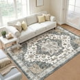 thumbnail image 1 of Area Rugs for Living Room, 4'x6' Washable Moroccan Low Pile Non-Slip Soft Print Pattern Rug for Bedroom Kitchen Dining Room Entryway - Green, 1 of 9