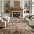 thumbnail image 1 of Area Rugs for Living Room 6'x 9' Machine Washable Vintage Print Large Throw Non Slip Bedroom Rugs, Brick Red, 1 of 6