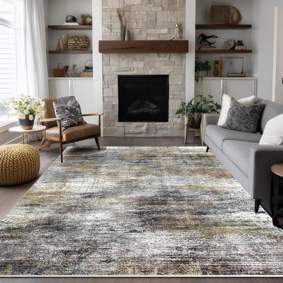 Washable Abstract Shape Rug ZENELESS 4x6 Washable Area Rug, Non Slip Stain Resistant Rugs, Low Pile ...