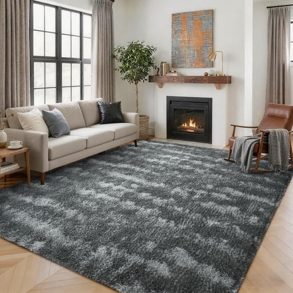 Area Rugs for Living Room 6x9 Feet, Soft Fluffy Shagg Plush Bedroom Rug Non-Slip,Large Carpet for Nursery Kids Dorm Home Decor Grey