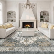 Area Rugs for Living Room, 8'x10' Washable Moroccan Low Pile Non-Slip Soft Print Pattern Rug for Bedroom Kitchen Dining