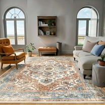 Area Rugs for Living Room 8'x10' Washable Rugs Retro Large Area Rug Modern for Home Decor Foldable Nonslip Bedroom Rugs, Yellow