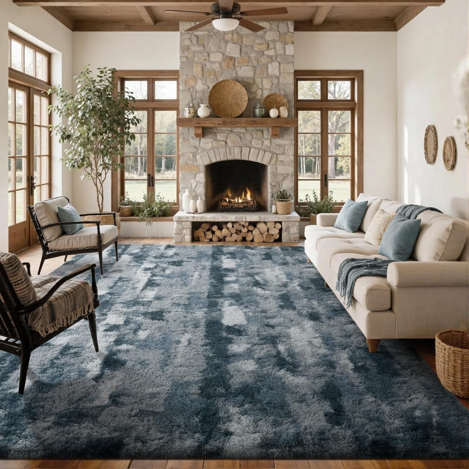 Area Rugs for Living Room 8x10 Feet, Soft Fluffy Shagg Plush Bedroom ...