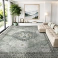 thumbnail image 1 of Area Rugs for Living Room, 9'x12' Washable Moroccan Low Pile Non-Slip Soft Green Print Pattern Rug for Bedroom Kitchen Dining Room Entryway, 1 of 9