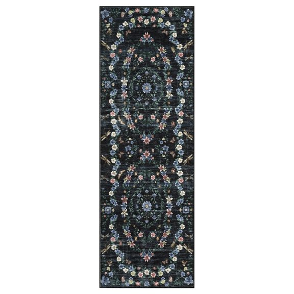 Area Rugs for Living Room Bedroom, 1160GSM Plush Washable Carpet, 350g Fake Wool Pile, Non-Slip Foldable Modern Floral Paradise Pattern