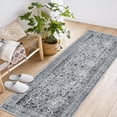 thumbnail image 1 of Area Rugs for Living Room Bedroom, Large Washable Rug, Vintage Floral Boho Non Slip Low Pile Carpet Indoor Dining Room Kids Room Grey 2 * 6 ft, 1 of 9