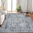 thumbnail image 1 of Area Rugs for Living Room Bedroom, Large Washable Rug, Vintage Floral Boho Non Slip Low Pile Carpet Indoor Dining Room Kids Room Grey 6 * 9 ft, 1 of 9