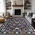 thumbnail image 1 of Area Rugs for Living Room, Homasen 6'x9' Washable Non-slip Indoor Rug Boho Butterfly Black, Soft Low Pile Stain Resistant Carpet for Bedroom, Office, 1 of 9