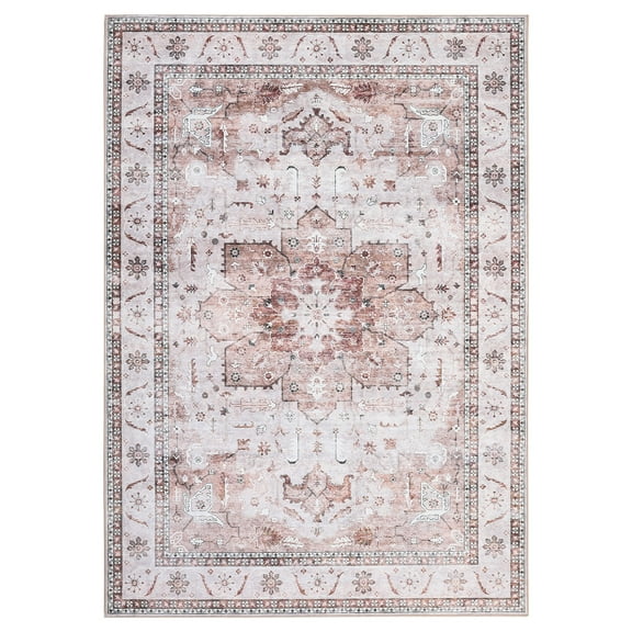 Area Rugs for Living Room - Machine Washable Rug, Lightweight, Low Pile, Chenille Non Slip Rug, Boho Print Decorative Carpet for Bedroom Dinner Room
