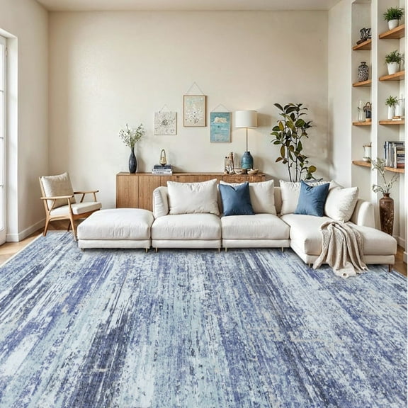 Area Rug 9’ x 12’, Modern Washable Rug Soft Non Slip Rug Low Pile for Bedroom, Living Room, Dining Room, Office