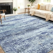 Area Rugs for Bedroom, Living Room, Dining Room, 6'x9' Blue Toneed Modern Washable Rug Soft Non Slip Rug Low Pile