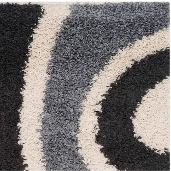 Area Shag Rug in Ivory and Gray (5 ft. L x 3 ft. W)