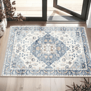 Washable Runner Rug 2X3 Ft Non Slip Cloud-Feel Softness Bohemian Rust & Navy Blue, MOURZAORS