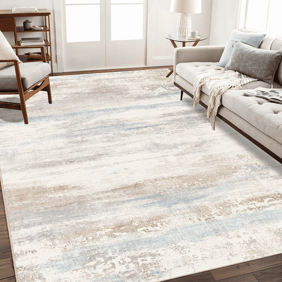 Area Soft Rugs 5X7 Washable Non Slip Boho Small Floor Entryway Rugs for Living Room Bedroom, Vintage Style Farmhouse Mat for Kitchen Beige & Brick